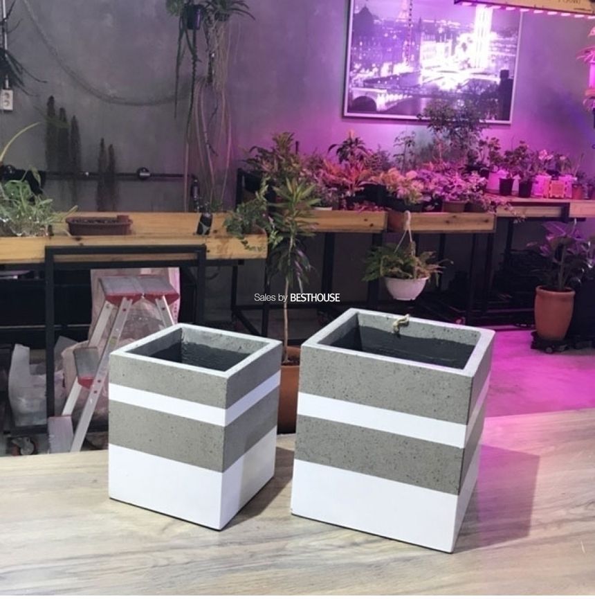 2개셋테라스톤팟 화이트 정사각 화분/화분/정원용품/홈가드닝용품/가드닝용품/가정용화분/식물화분/꽃화분/