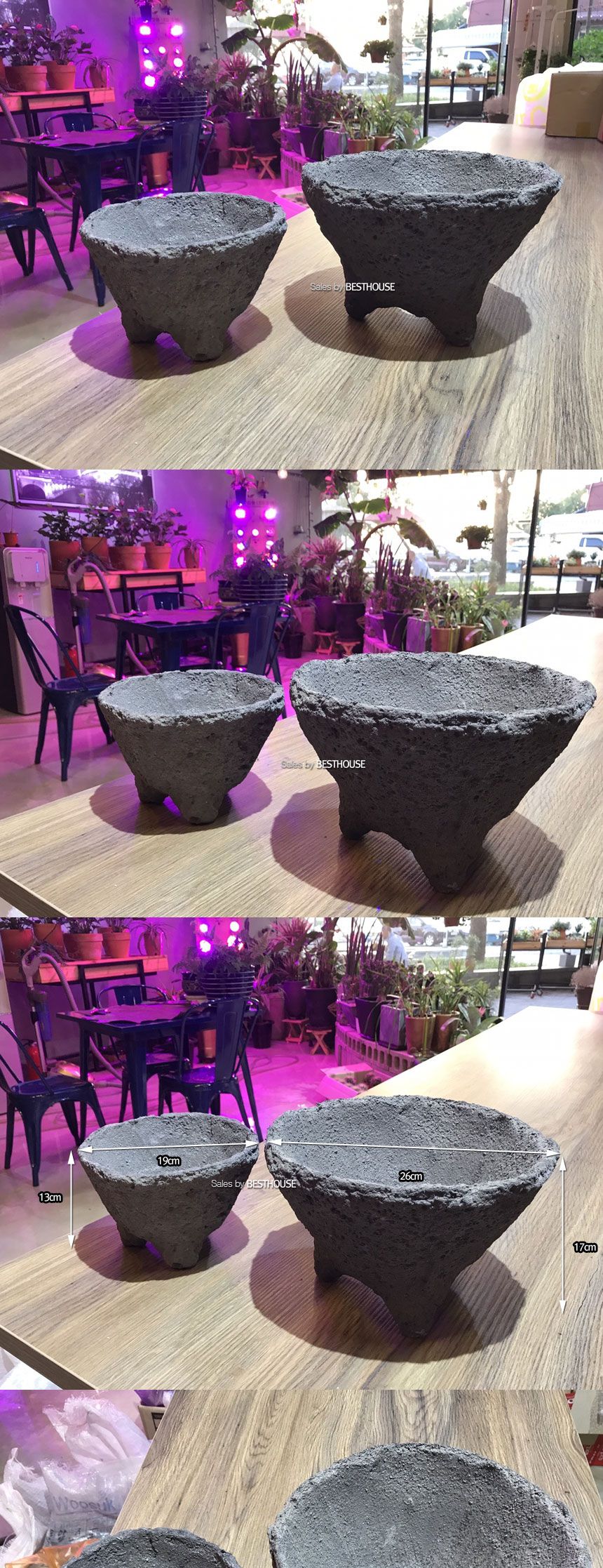 화산석 화분 볼형(대) 26x17cm/화분/예쁜원형화분/예쁜화분/감성화분/수공화분/원형화분/동그란화분/화분선