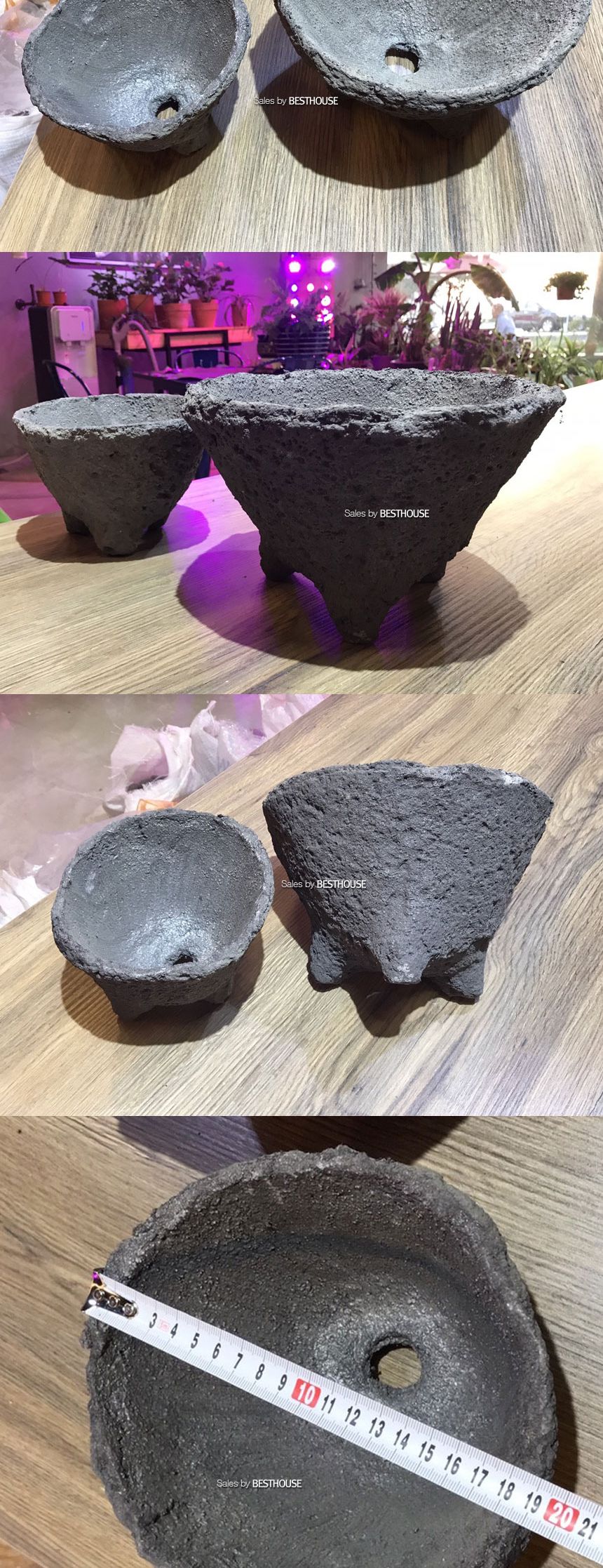 화산석 화분 볼형(대) 26x17cm/화분/예쁜원형화분/예쁜화분/감성화분/수공화분/원형화분/동그란화분/화분선