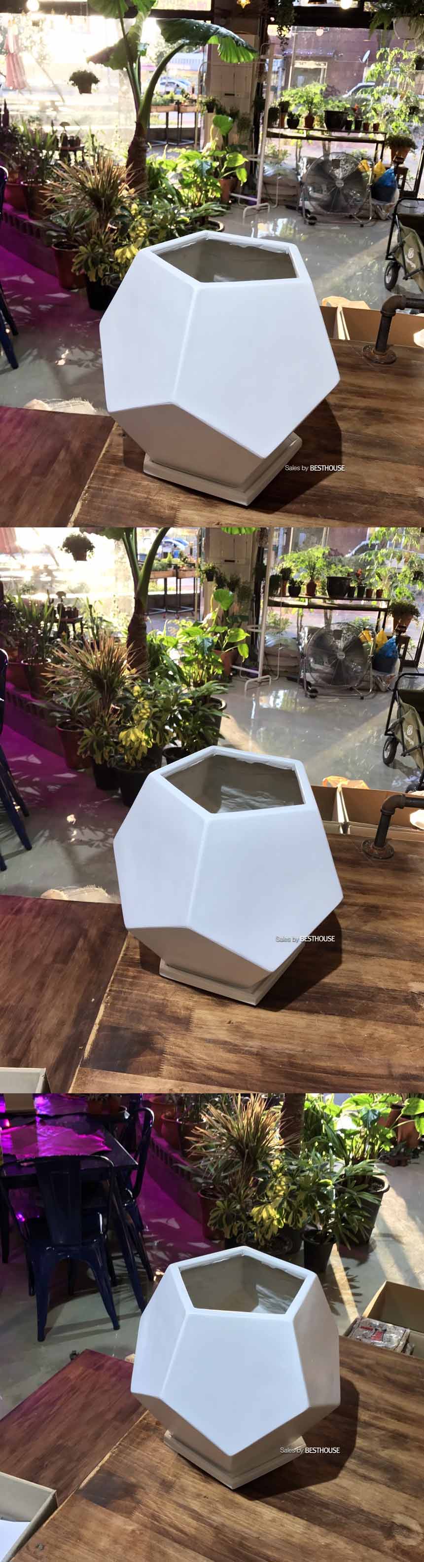 모던 수지 오각 화이트 30x31cm 화분/모던화분/심플화분/예쁜사각화분/모던사각화분/화분/네모화분/사각화