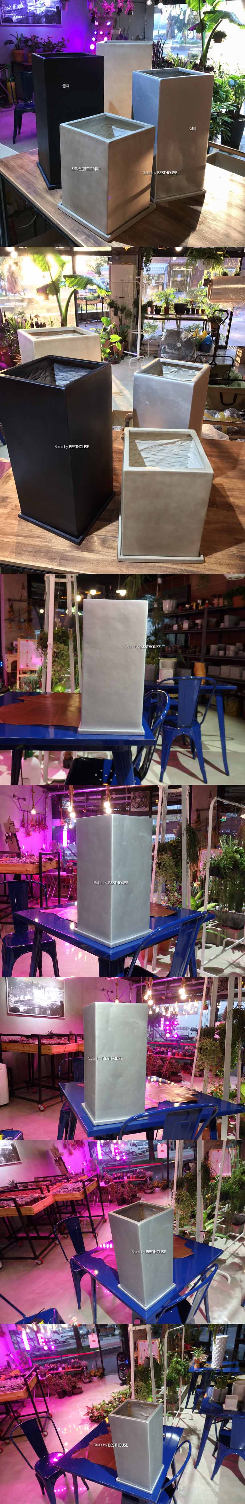 (실버) 모던 수지 대형정긴사각 마블 24x24x52cm 화분 (3가지 색상)/화분/정원용품/홈가드닝용품/가드닝화