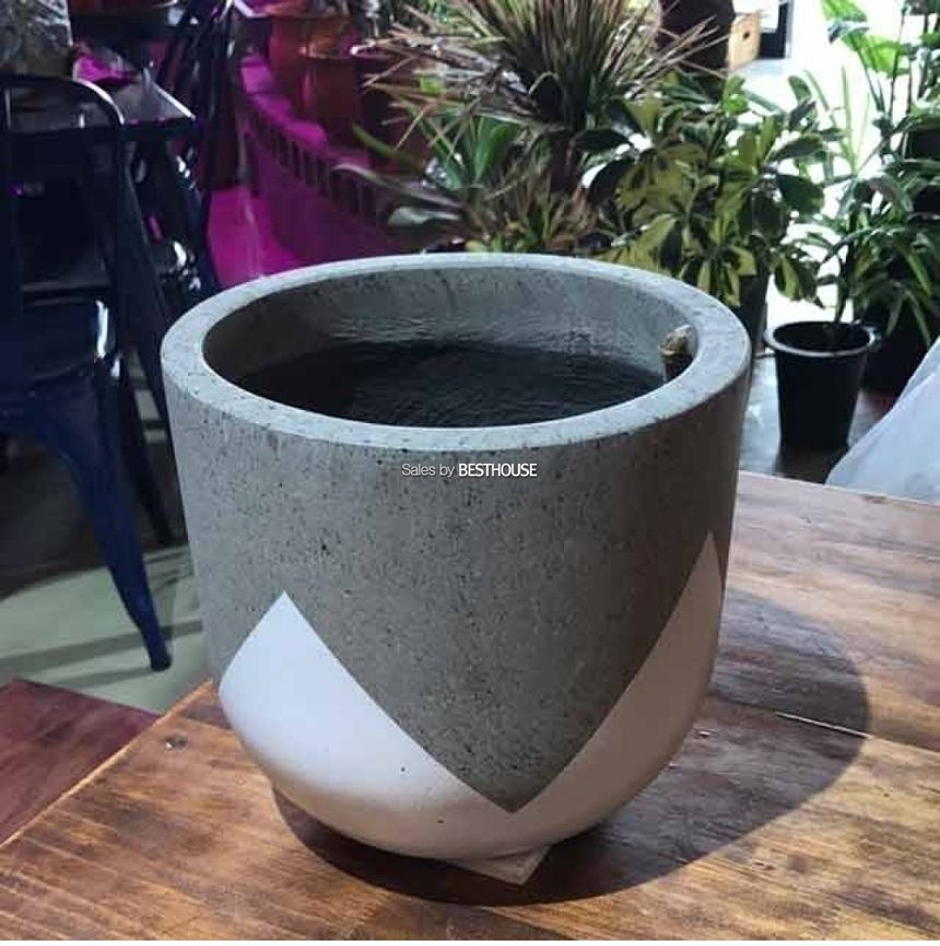 모던 테라스톤팟 화이트-트라이앵글 원형 22x20cm 화분/화분/정원용품/홈가드닝용품/가드닝용품/가정용화분