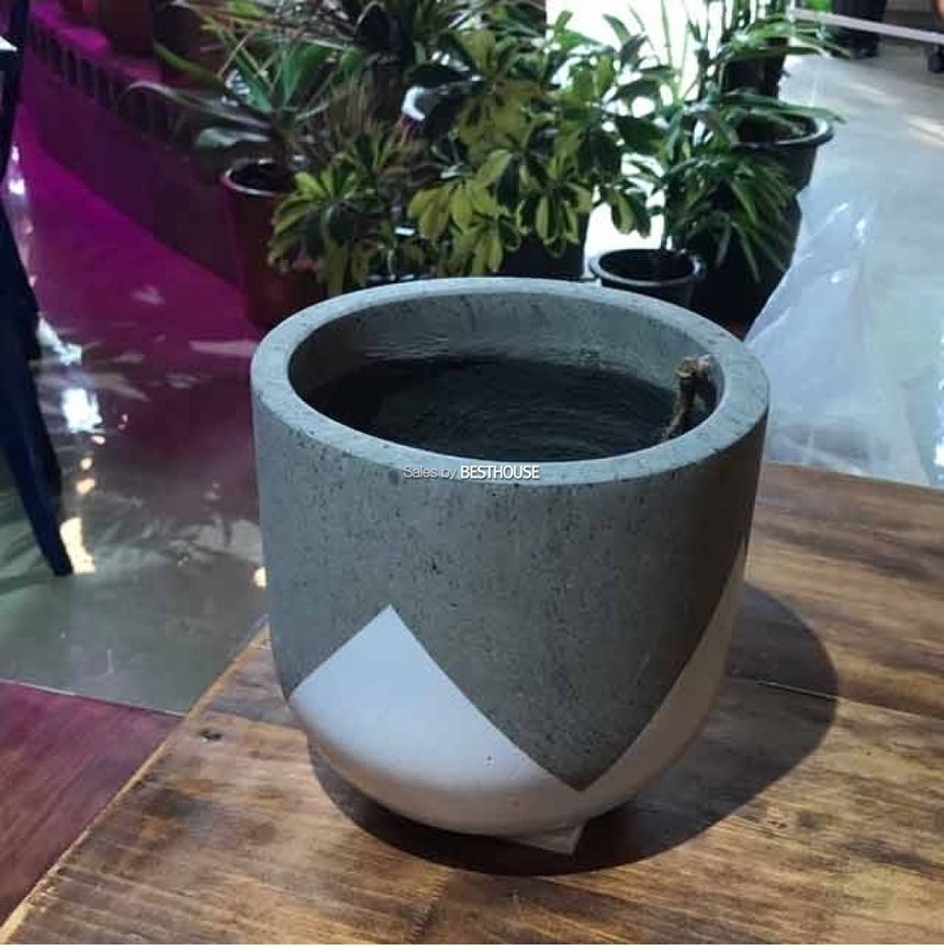 모던 테라스톤팟 화이트-트라이앵글 원형 22x20cm 화분/화분/정원용품/홈가드닝용품/가드닝용품/가정용화분