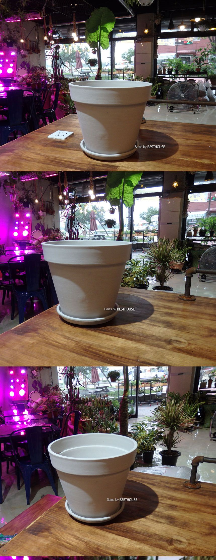 (화이트) 모던 수지 원형 30x25cm 화분 (받침대포함) G보트 G-BOAT/화분/주물럭화분/예쁜화분/감성화분/수