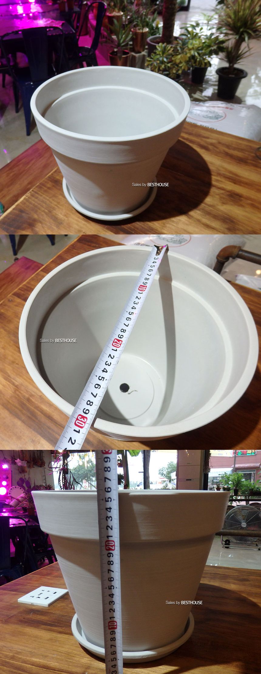 (화이트) 모던 수지 원형 30x25cm 화분 (받침대포함) G보트 G-BOAT/화분/주물럭화분/예쁜화분/감성화분/수