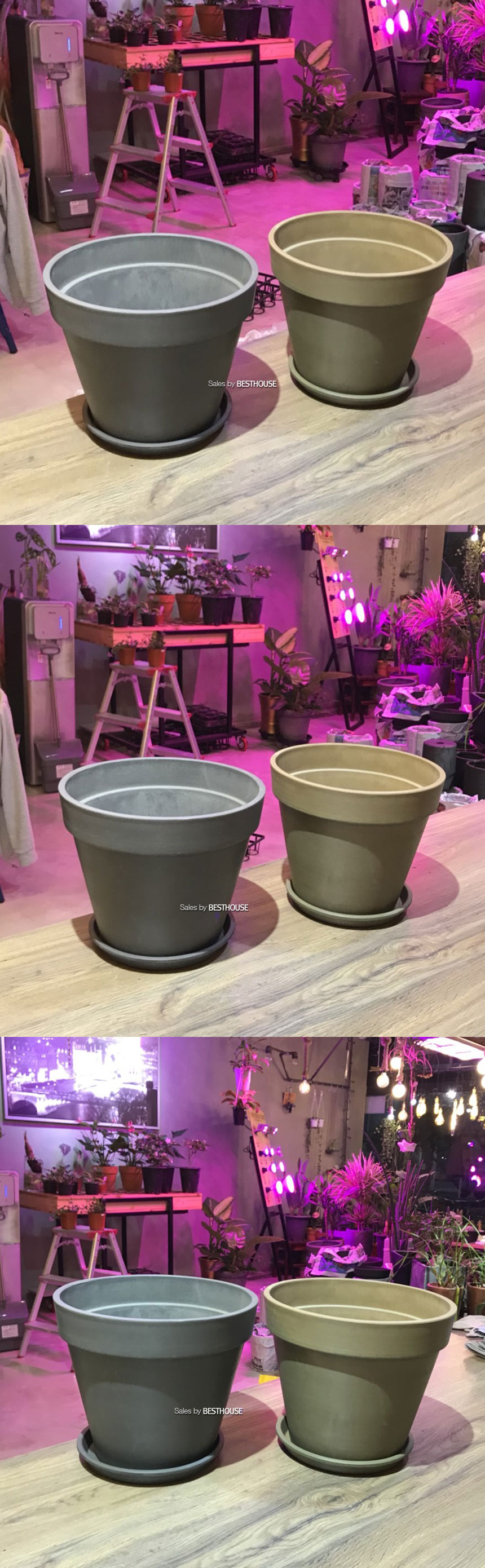 (화이트) 모던 수지 원형 30x25cm 화분 (받침대포함) G보트 G-BOAT/화분/주물럭화분/예쁜화분/감성화분/수