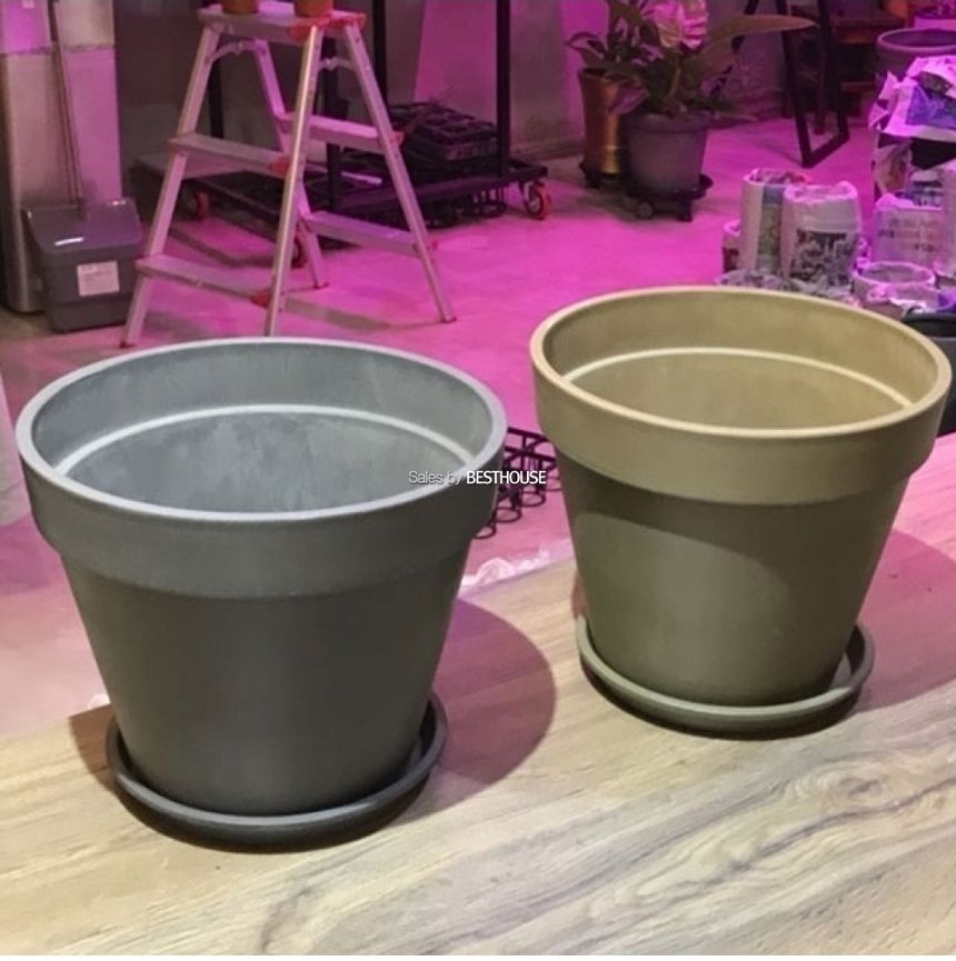 (화이트) 모던 수지 원형 30x25cm 화분 (받침대포함) G보트 G-BOAT/화분/주물럭화분/예쁜화분/감성화분/수