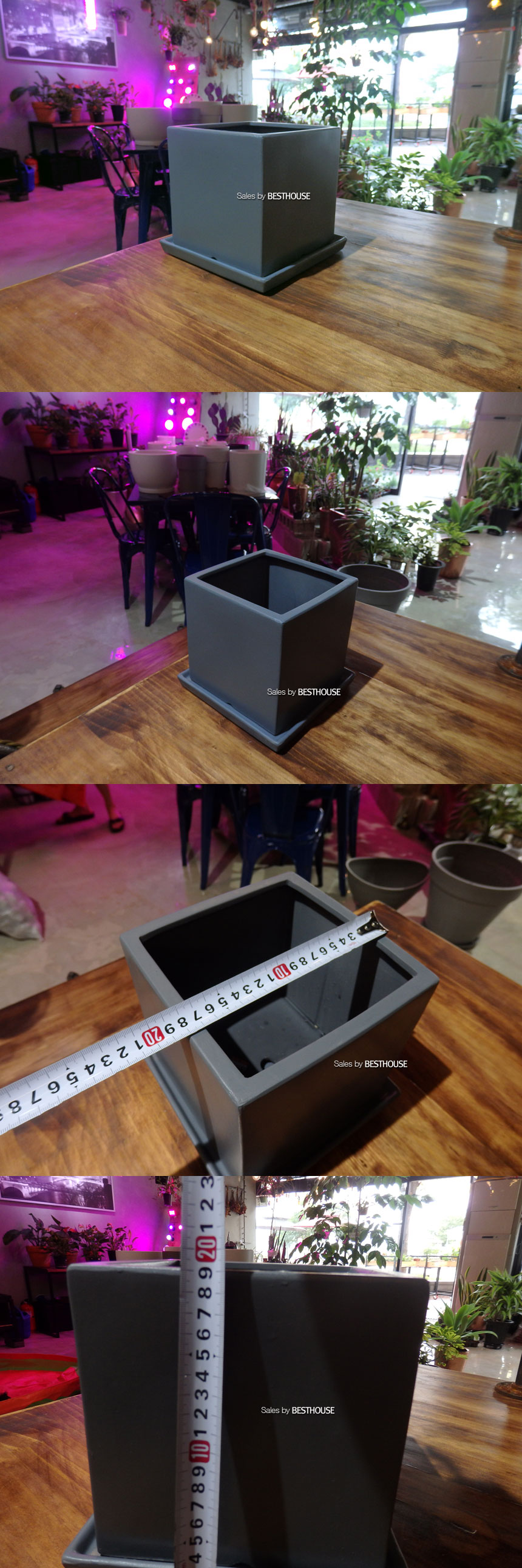 모던 도기화분 무광 정사각 진그레이 18x18x19cm/화분/심플화분/예쁜화분/감성화분/화분선물/모던화분/선물