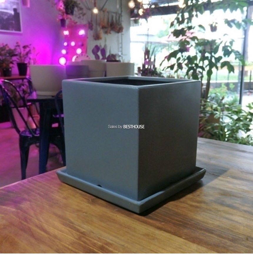 모던 도기화분 무광 정사각 진그레이 18x18x19cm/화분/심플화분/예쁜화분/감성화분/화분선물/모던화분/선물