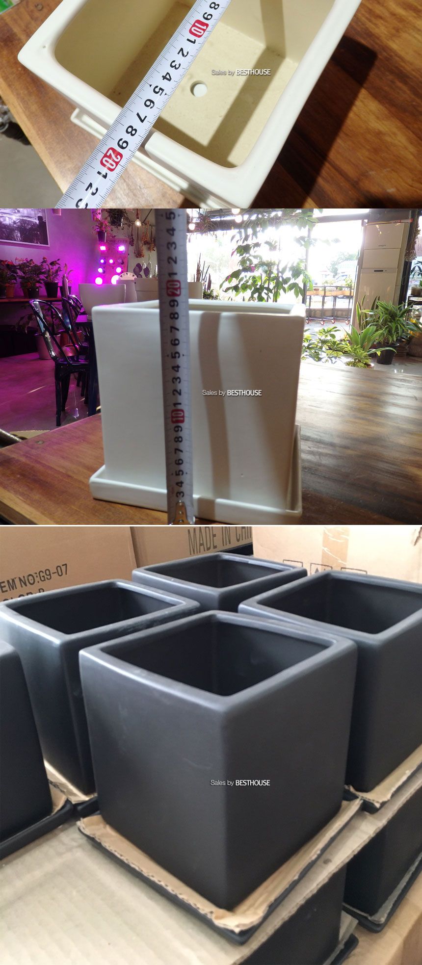 (화이트 무광) 모던 무광 도기화분 정사각(중) 18x18x18cm/화분/예쁜화분/감성화분/수공화분/디자인화분/인