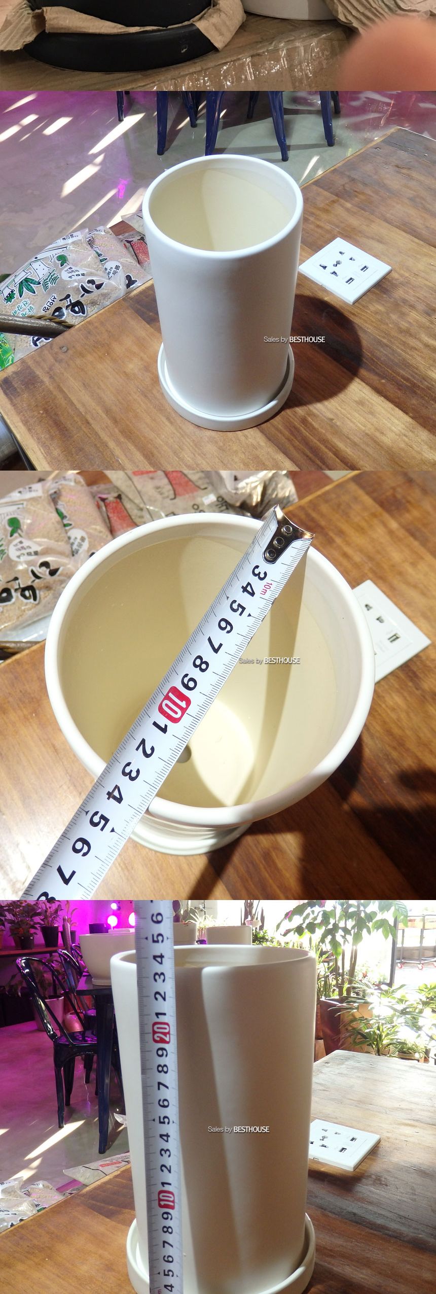 (화이트 무광) 모던 무광 도기화분 긴원통 14x23cm/화분/주물럭화분/예쁜화분/감성화분/수공화분/디자인화