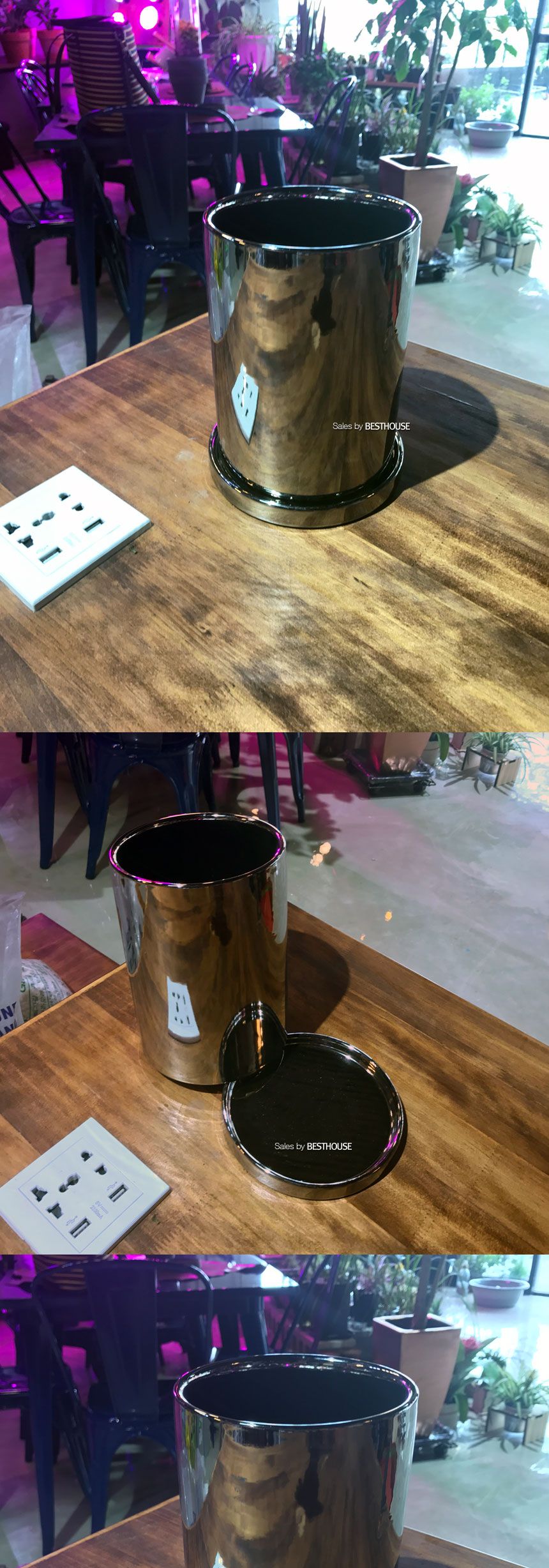 모던 도기 실버 크롬 도금 원통형 13x18cm 화분 (메탈 느낌)/화분/심플화분/예쁜화분/감성화분/화분선물/모