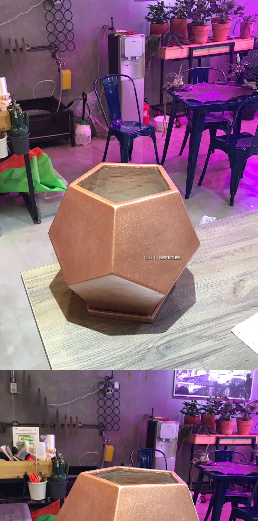 모던 수지 오각 로즈골드 30x31cm 화분/화분/토기화분/도기화분/흙화분/주물럭화분/예쁜화분/옹기화분/수공