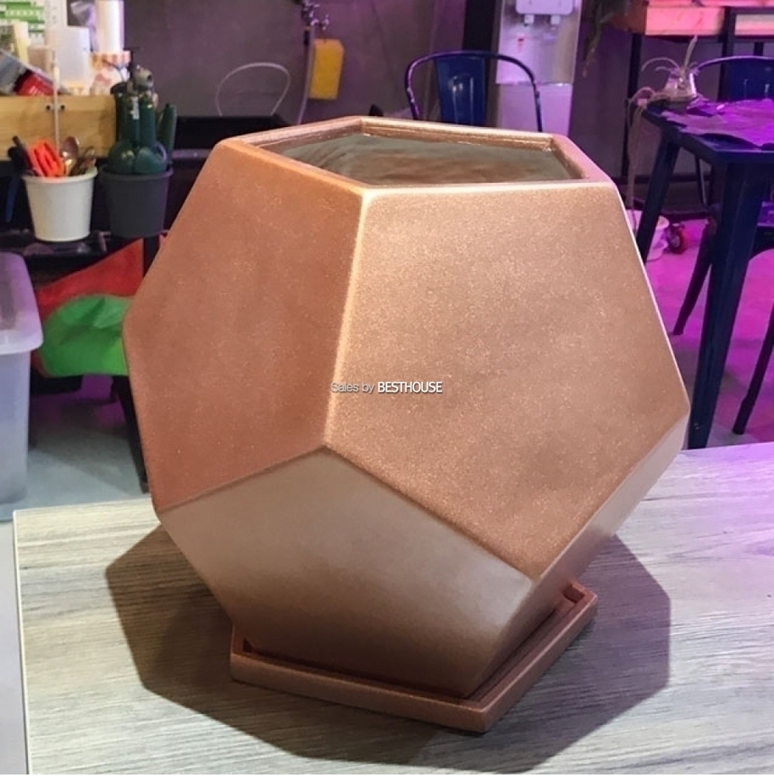모던 수지 오각 로즈골드 30x31cm 화분/화분/토기화분/도기화분/흙화분/주물럭화분/예쁜화분/옹기화분/수공