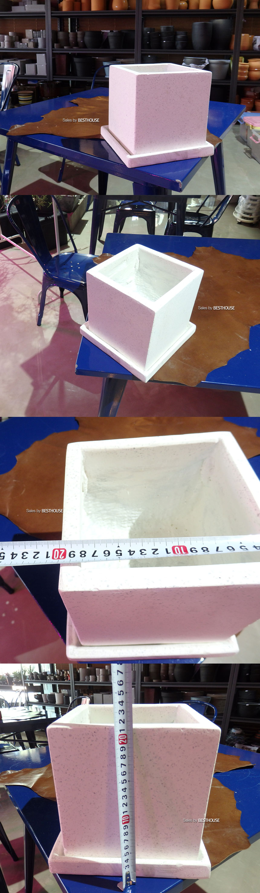 석고 정사각 화이트 20x20x20cm 화분/화분/예쁜화분/감성화분/수공화분/디자인화분/인테리어화분/심플화분/