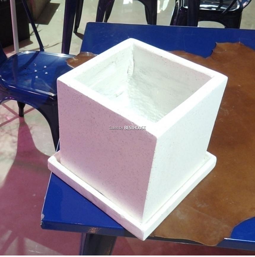 석고 정사각 화이트 20x20x20cm 화분/화분/예쁜화분/감성화분/수공화분/디자인화분/인테리어화분/심플화분/