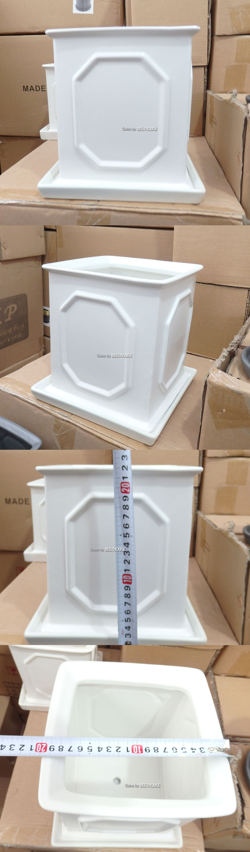 도기 몰딩 사각 20x20x22cm 화분 화이트/화분/심플화분/예쁜화분/감성화분/화분선물/모던화분/선물용화분/