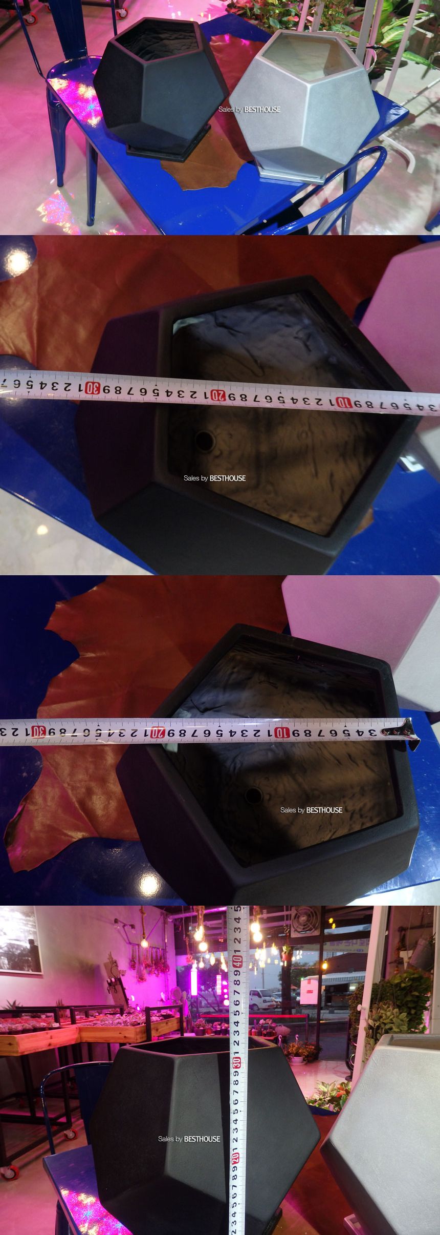 모던 수지 오각 블랙 30x31cm 화분/화분/토기화분/도기화분/흙화분/예쁜화분/옹기화분/감성화분/심플화분/