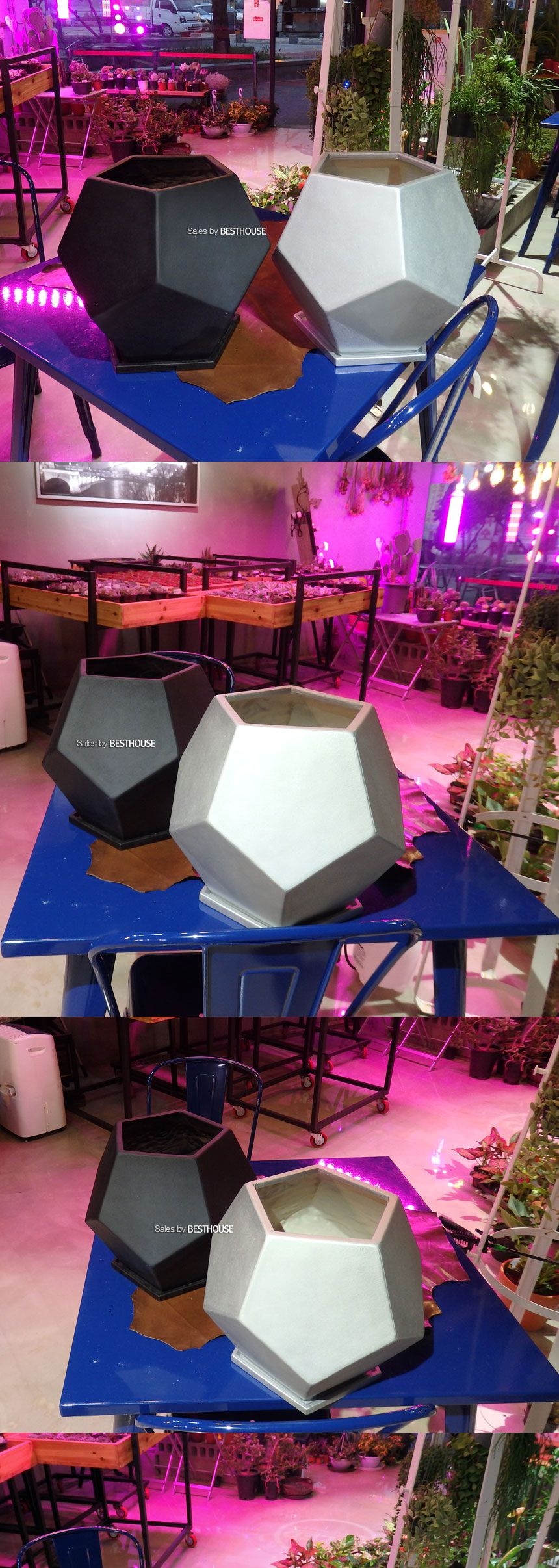 모던 수지 오각 실버 30x31cm 화분/화분/토기화분/도기화분/흙화분/주물럭화분/예쁜화분/옹기화분/수공예화