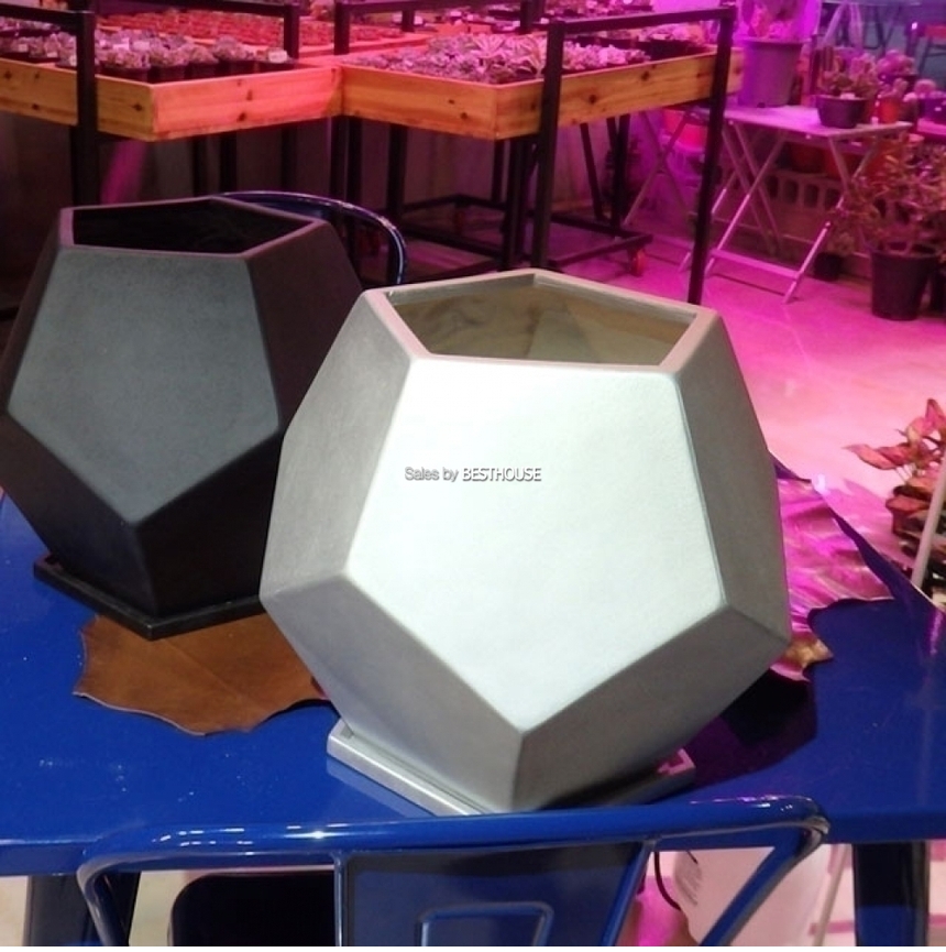 모던 수지 오각 실버 30x31cm 화분/화분/토기화분/도기화분/흙화분/주물럭화분/예쁜화분/옹기화분/수공예화