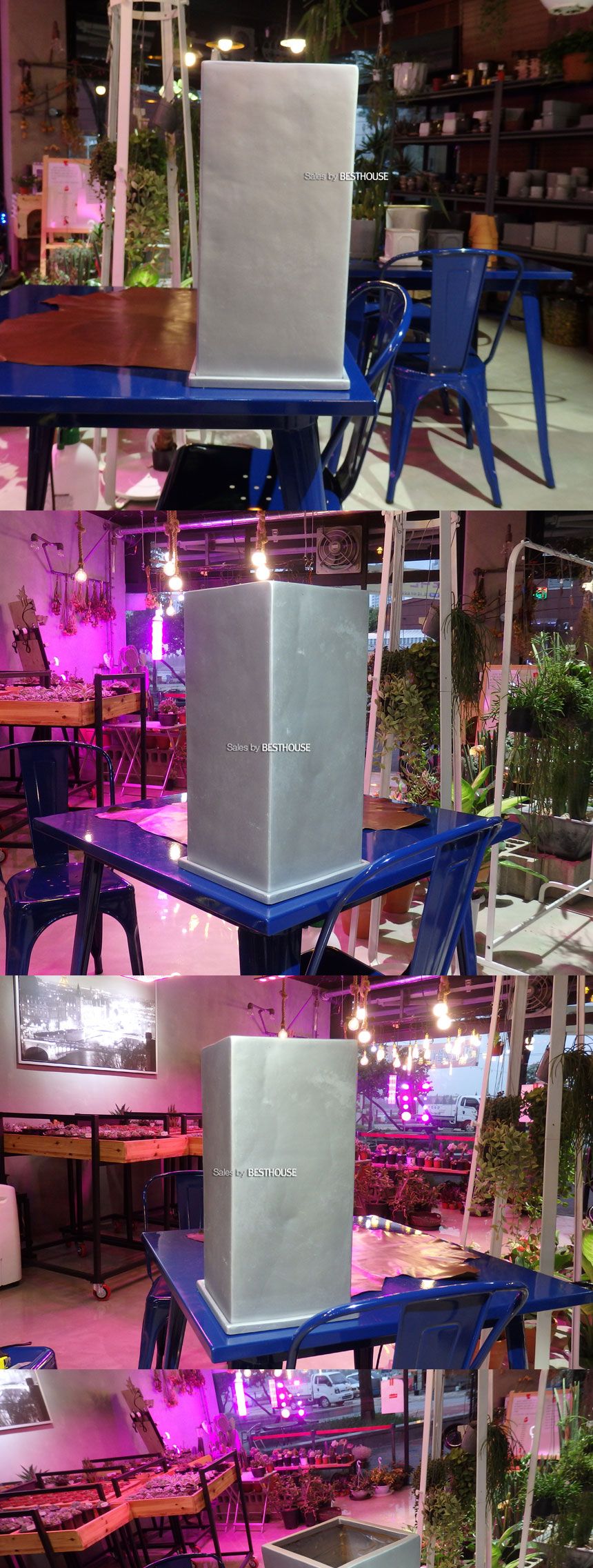 (브라운(골드그레이)) 모던 수지 대형정긴사각 마블 22x22x47cm 화분 (3가지 색상)/화분/예쁜화분/감성화분