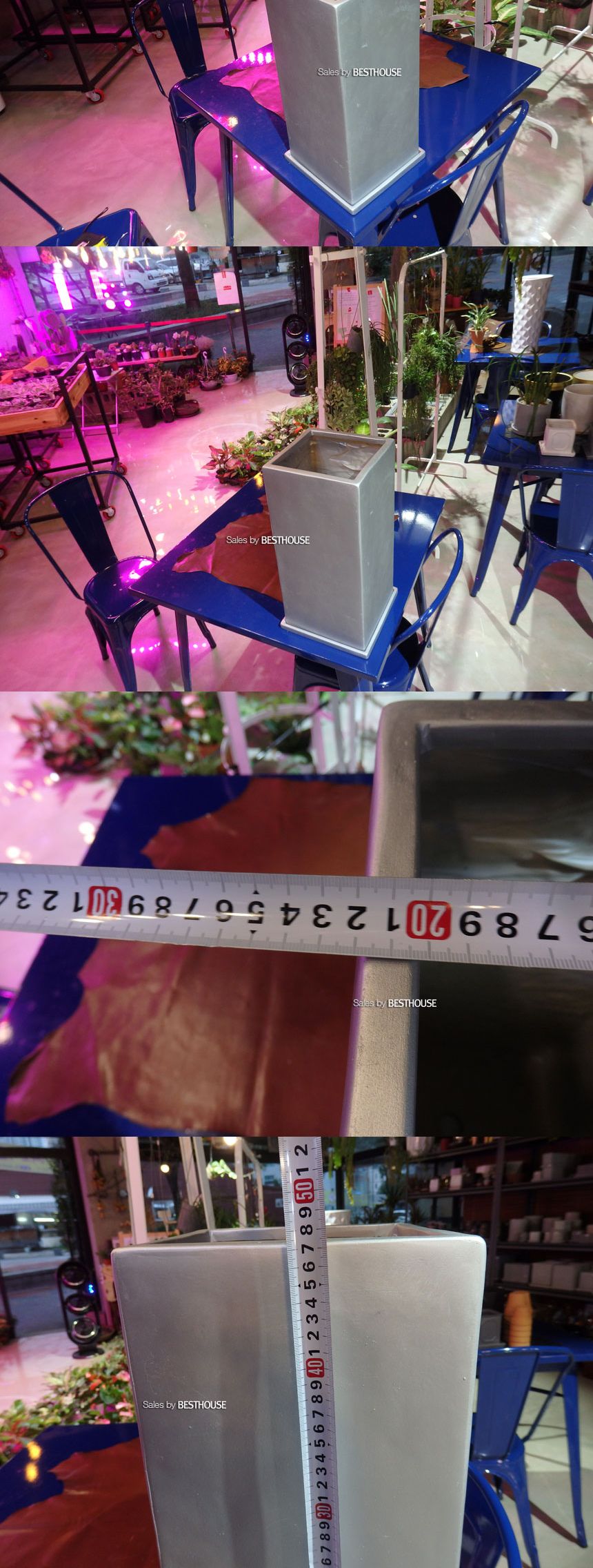 (브라운(골드그레이)) 모던 수지 대형정긴사각 마블 22x22x47cm 화분 (3가지 색상)/화분/예쁜화분/감성화분