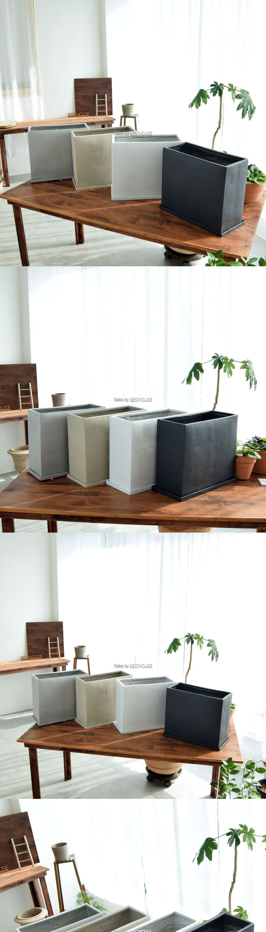 (화이트) 모던 수지 대형-옆이 넓은 직사각 마블 41x17x35cm 화분/화분/정원용품/홈가드닝용품/가드닝화분/