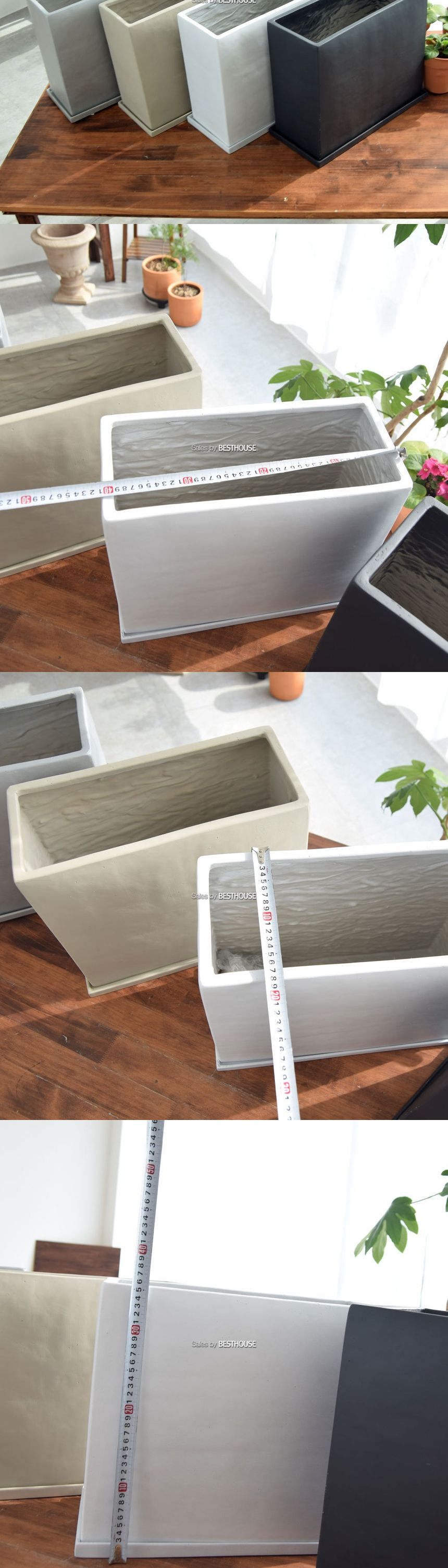 (화이트) 모던 수지 대형-옆이 넓은 직사각 마블 41x17x35cm 화분/화분/정원용품/홈가드닝용품/가드닝화분/