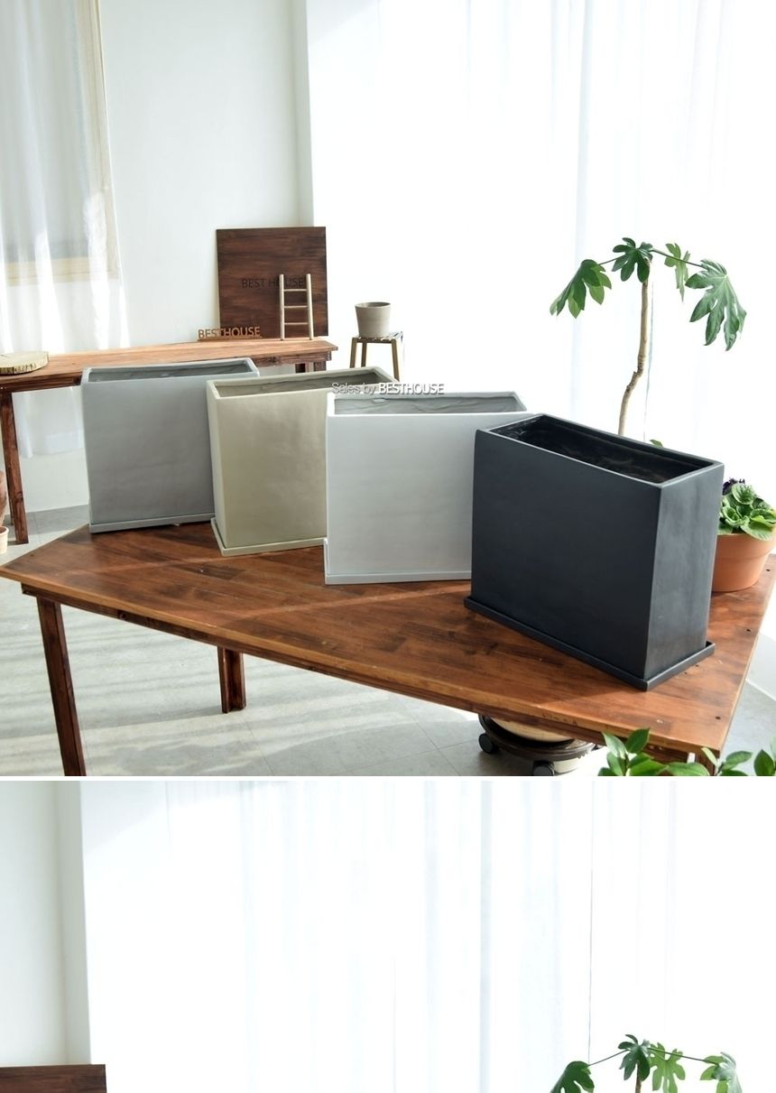 (화이트) 모던 수지 대형-옆이 넓은 직사각 마블 41x17x35cm 화분/화분/정원용품/홈가드닝용품/가드닝화분/