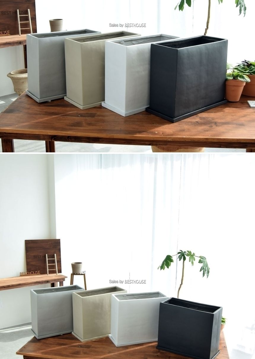 (화이트) 모던 수지 대형-옆이 넓은 직사각 마블 41x17x35cm 화분/화분/정원용품/홈가드닝용품/가드닝화분/