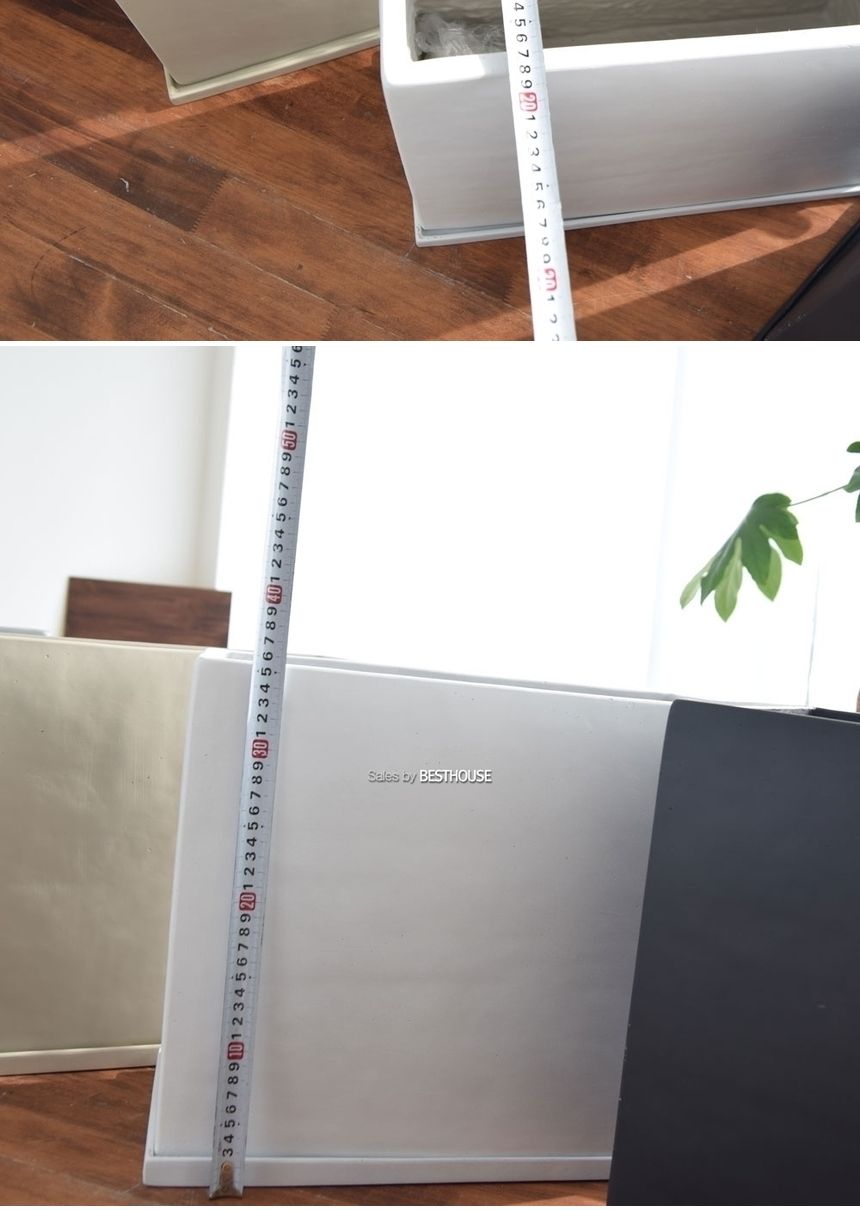 (화이트) 모던 수지 대형-옆이 넓은 직사각 마블 41x17x35cm 화분/화분/정원용품/홈가드닝용품/가드닝화분/