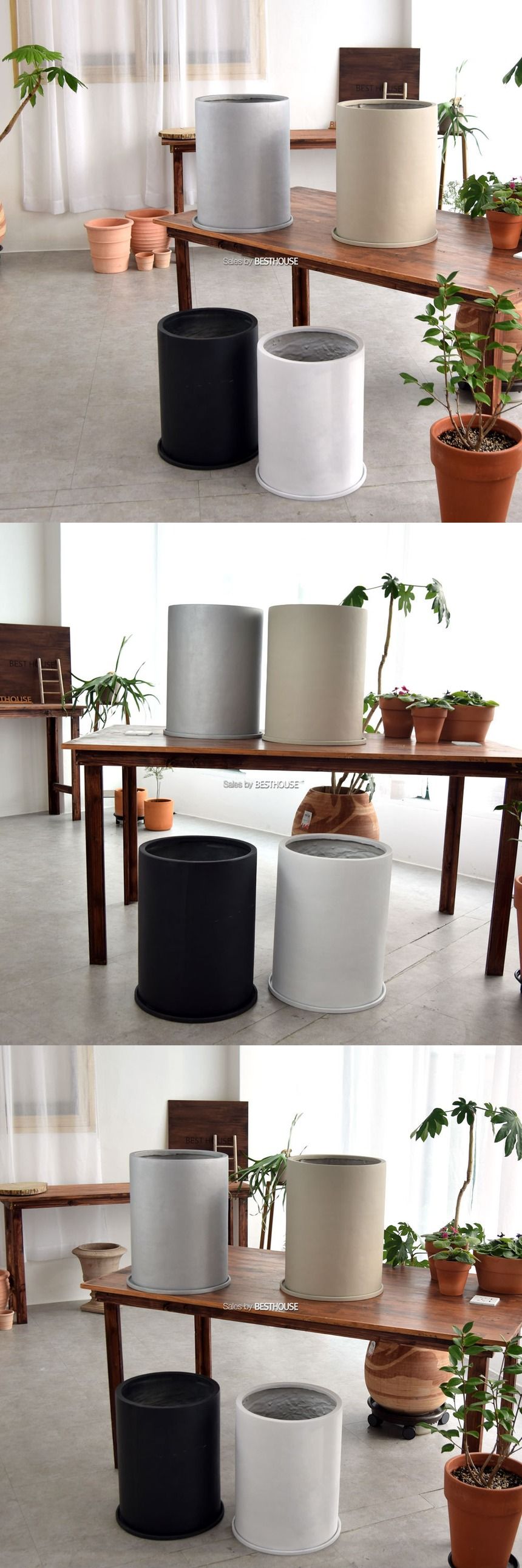 (블랙) 모던 수지 대형원통 34x45cm 화분 (4가지 색상)/화분/토기화분/도기화분/흙화분/예쁜화분/옹기화분/