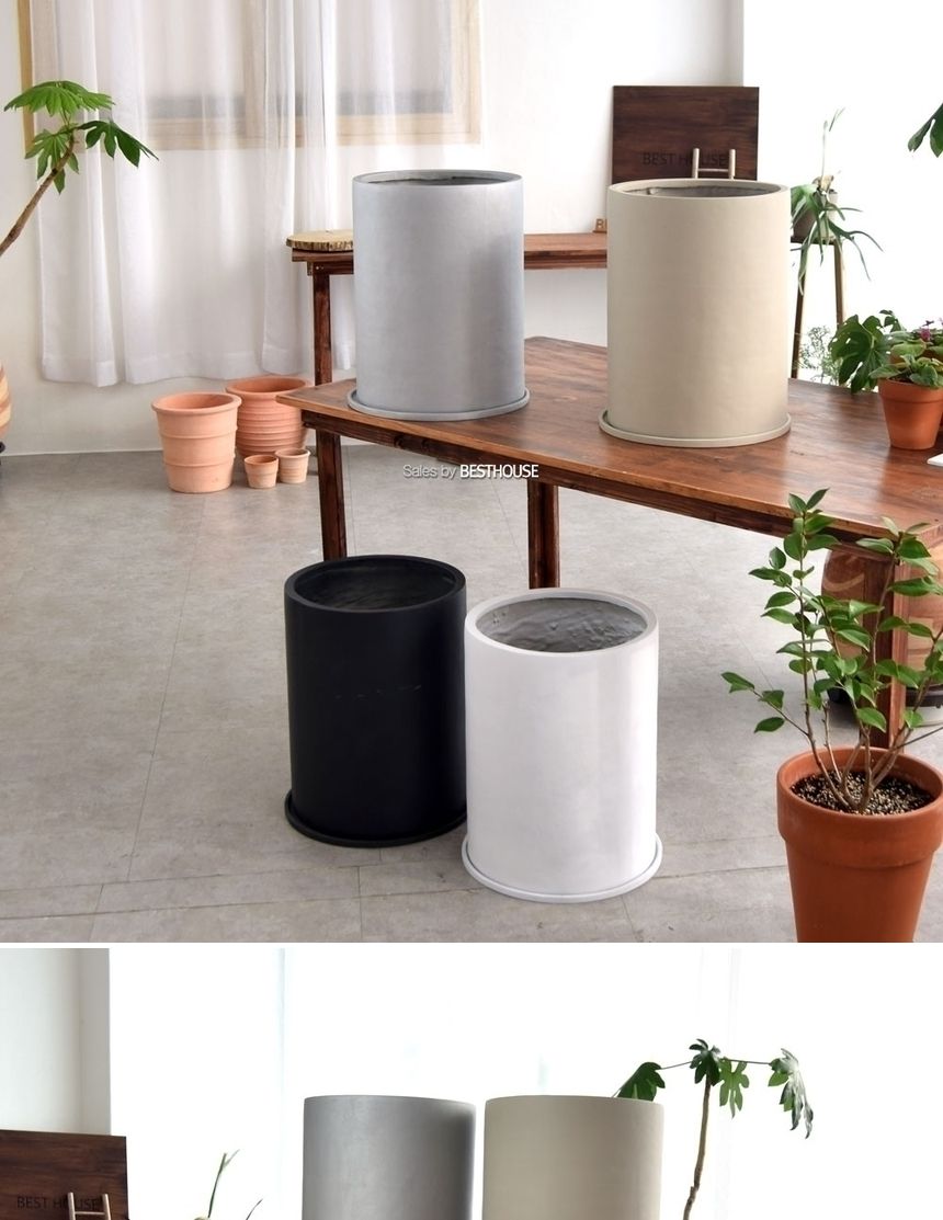 (블랙) 모던 수지 대형원통 34x45cm 화분 (4가지 색상)/화분/토기화분/도기화분/흙화분/예쁜화분/옹기화분/
