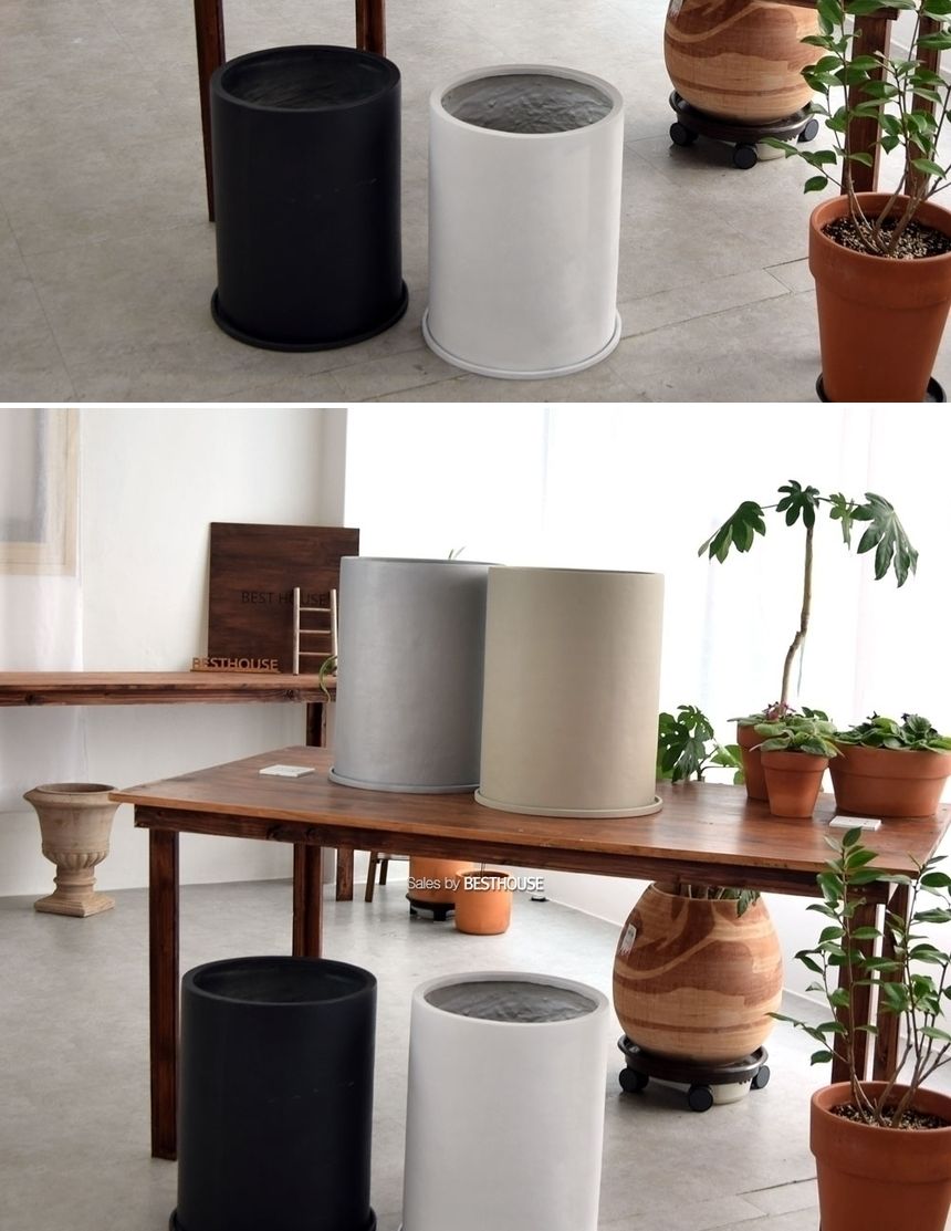 (블랙) 모던 수지 대형원통 34x45cm 화분 (4가지 색상)/화분/토기화분/도기화분/흙화분/예쁜화분/옹기화분/