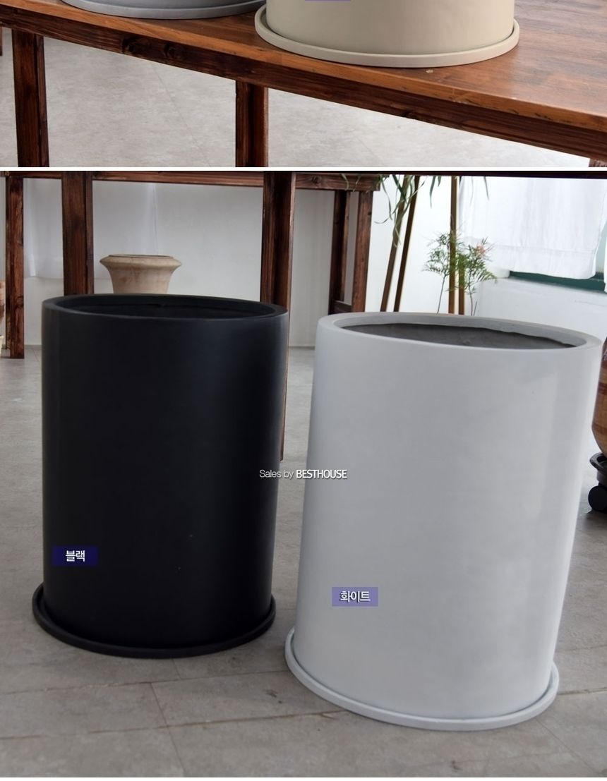 (블랙) 모던 수지 대형원통 34x45cm 화분 (4가지 색상)/화분/토기화분/도기화분/흙화분/예쁜화분/옹기화분/