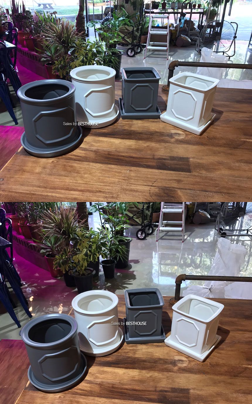 도기 몰딩 사각 10x10x12cm 화분 그레이/화분/정원용품/홈가드닝용품/가드닝용품/가정용화분/식물화분/꽃화