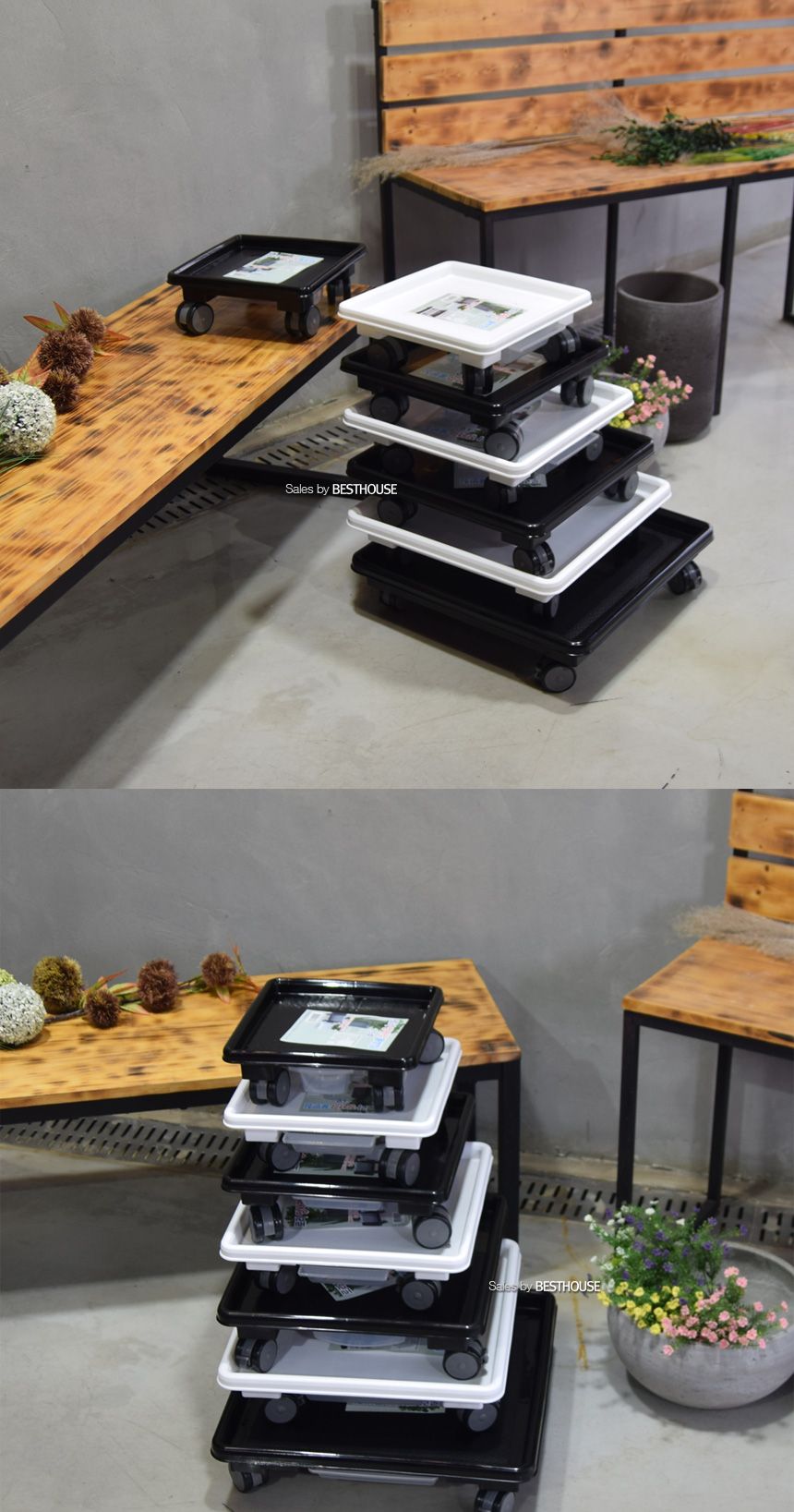 (화이트) 남영 (정사각)바퀴4.5호 (내경320 외경360mm) 서랍 물받침 화분받침대/화분받침/화분받침대/화분