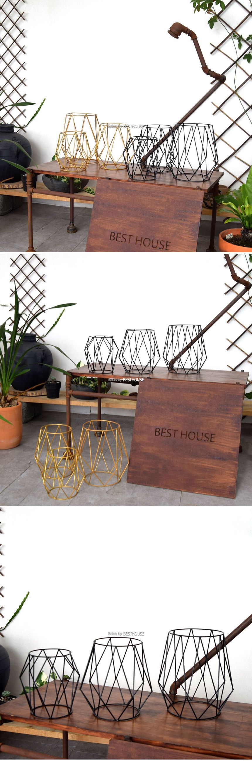 ([블랙] (소) 13x19cm) 메탈 오브제 스텐드 BS (다이아몬드 링) (소)13x19cm/받침/와이어화분/와이어화분대