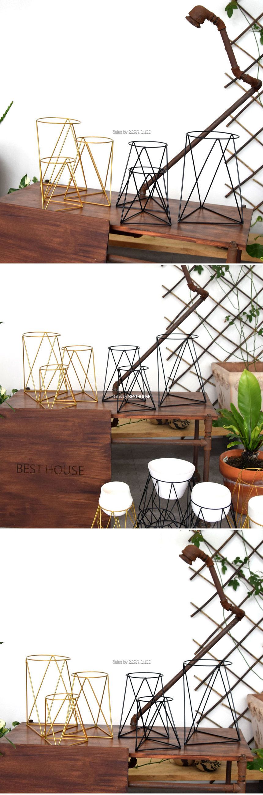 ([블랙] (소) 13x18cm) 메탈 오브제 스텐드 BS (트라이앵글-삼각) (소)13x18cm/화분받침/화분받침대/메탈화