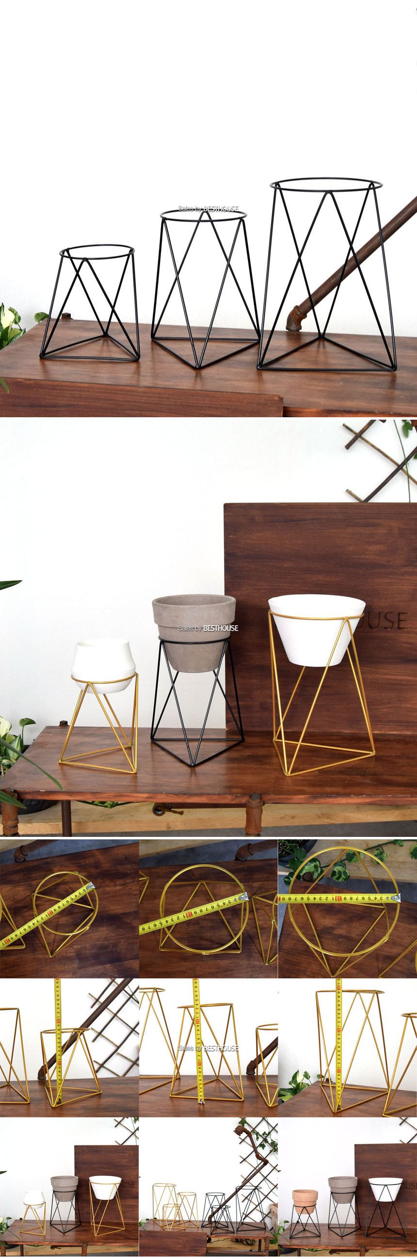 ([블랙] (대) 19x30cm) 메탈 오브제 스텐드 BS (트라이앵글-삼각) (대)19x30cm/받침/와이어화분/와이어화분