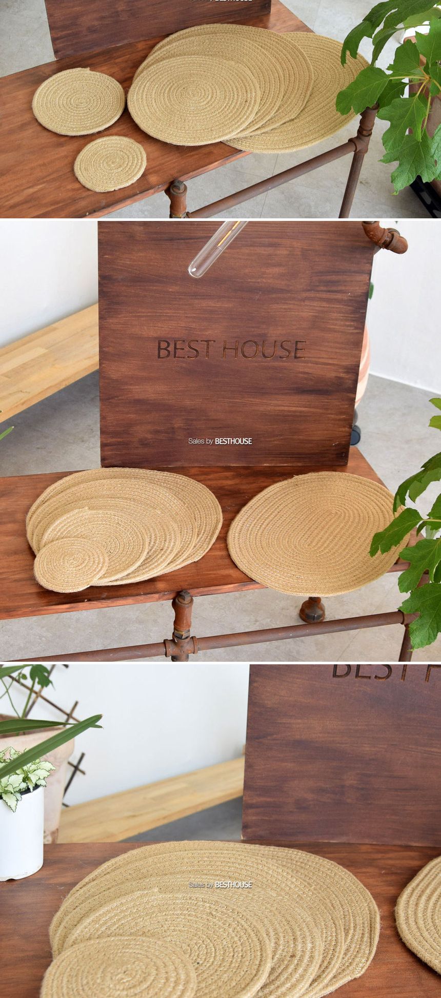 소프트 황마 로프코스터 타원 40x30cm/로프코스터/황마코스터/화분코스터/화분받침/인테리어소품/홈인테리
