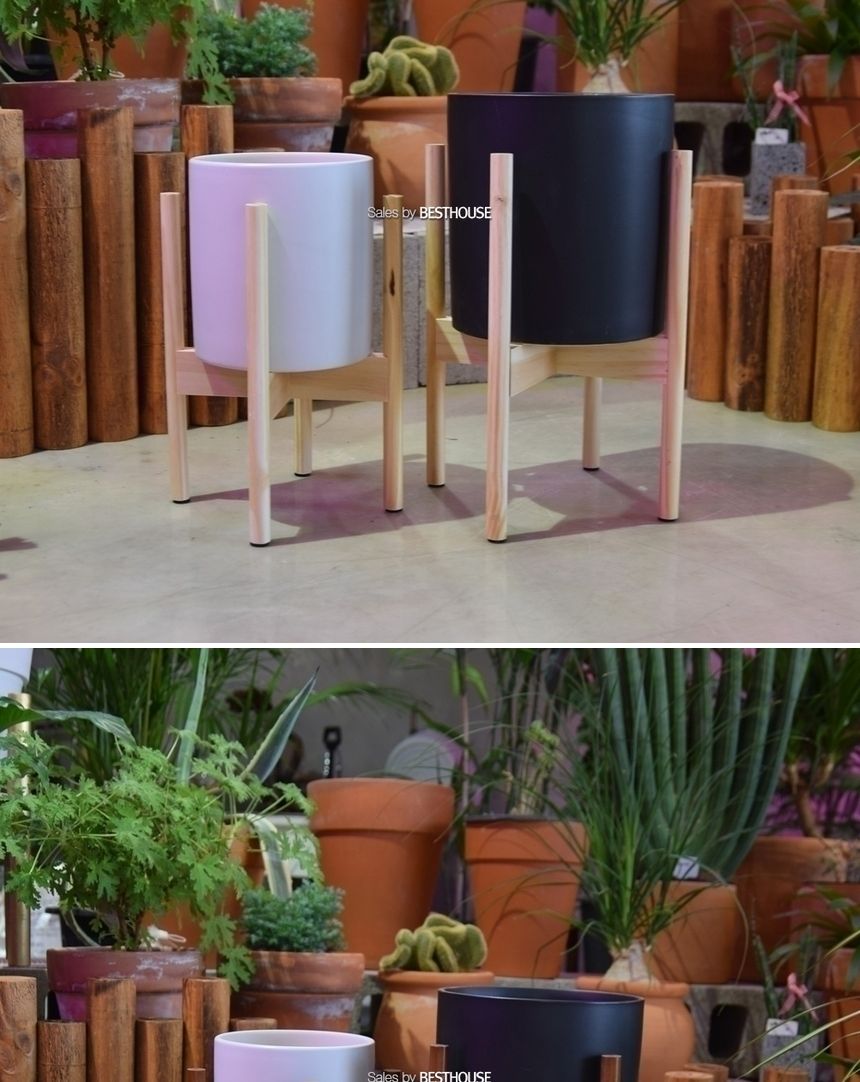 원목 화분 받침대 우드스텐드 (대) 내경 27cm 월넛(오크색상)