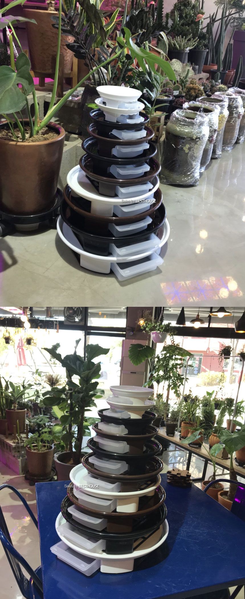 (옹기색) 태원 (원형)6호 (내경350 외경380mm) 서랍 물받침 화분받침대/화분받침/화분받침대/화분물받침/인