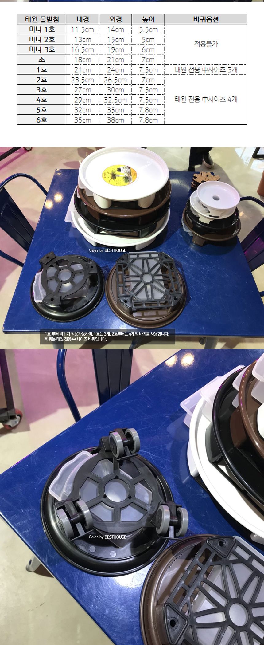 (옹기색) 태원 (원형)6호 (내경350 외경380mm) 서랍 물받침 화분받침대/화분받침/화분받침대/화분물받침/인