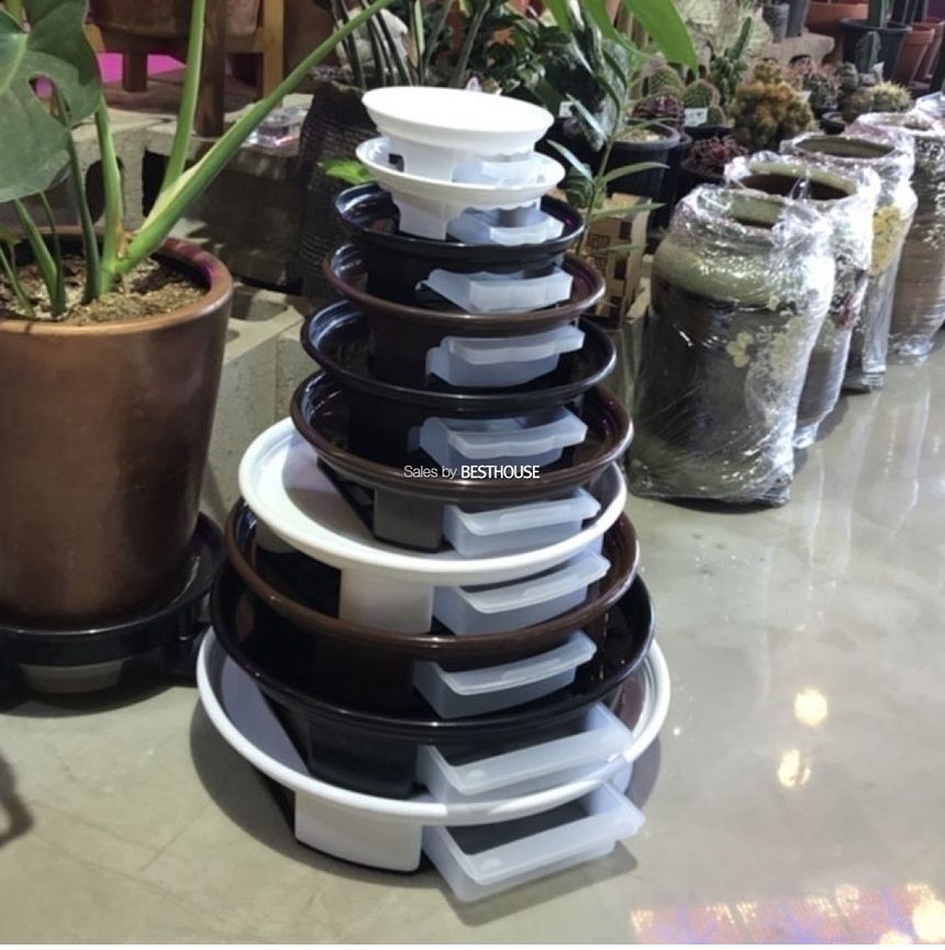 (옹기색) 태원 (원형)6호 (내경350 외경380mm) 서랍 물받침 화분받침대/화분받침/화분받침대/화분물받침/인