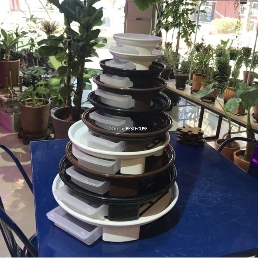 (옹기색) 태원 (원형)6호 (내경350 외경380mm) 서랍 물받침 화분받침대/화분받침/화분받침대/화분물받침/인