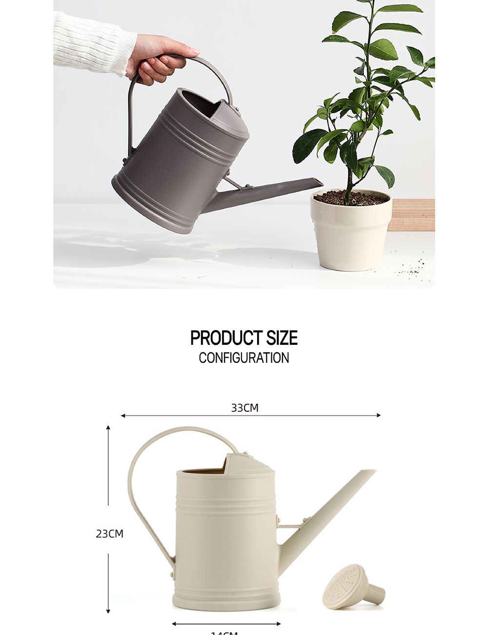 (화이트(순백색)) 물조루 2L 엔틱실린더 물뿌리개/물조리개/꽃물조리개/식물물조리개/핸드물조리개/원예물