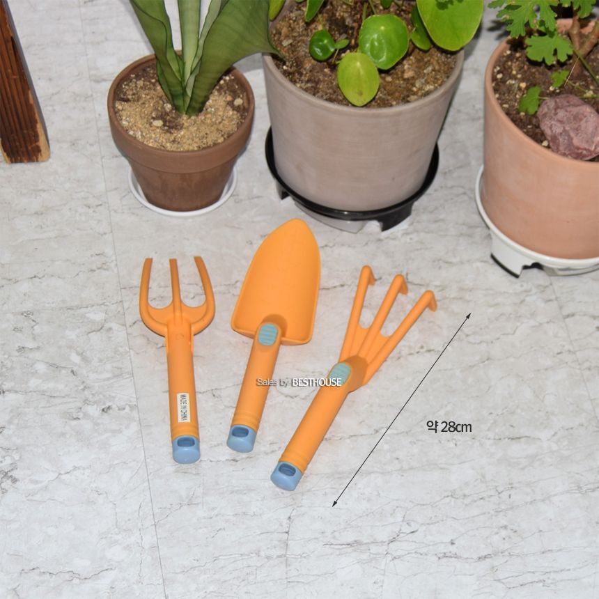 플라스틱 모종삽 3종셋트 (약 28cm) 모종삽.갈퀴.삼지창/화분정리/화분정리대/인테리어화분대/화분받침대/