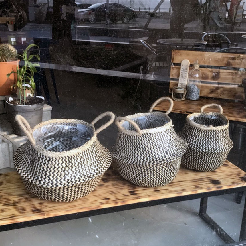 컬러 해초바구니-2중비닐 왕골 화분커버(대형) 27x29cm/화분선물/화초화분/꽃화분/심플한화분/모던한화분/