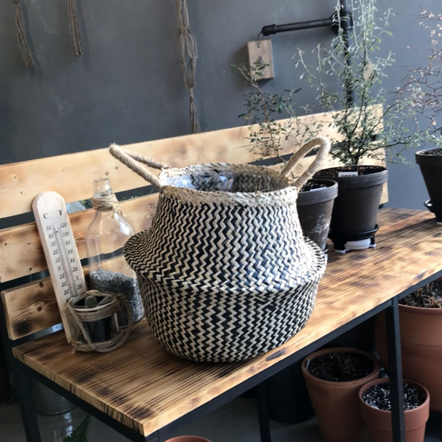 컬러 해초바구니-2중비닐 왕골 화분커버(대형) 27x29cm/화분선물/화초화분/꽃화분/심플한화분/모던한화분/